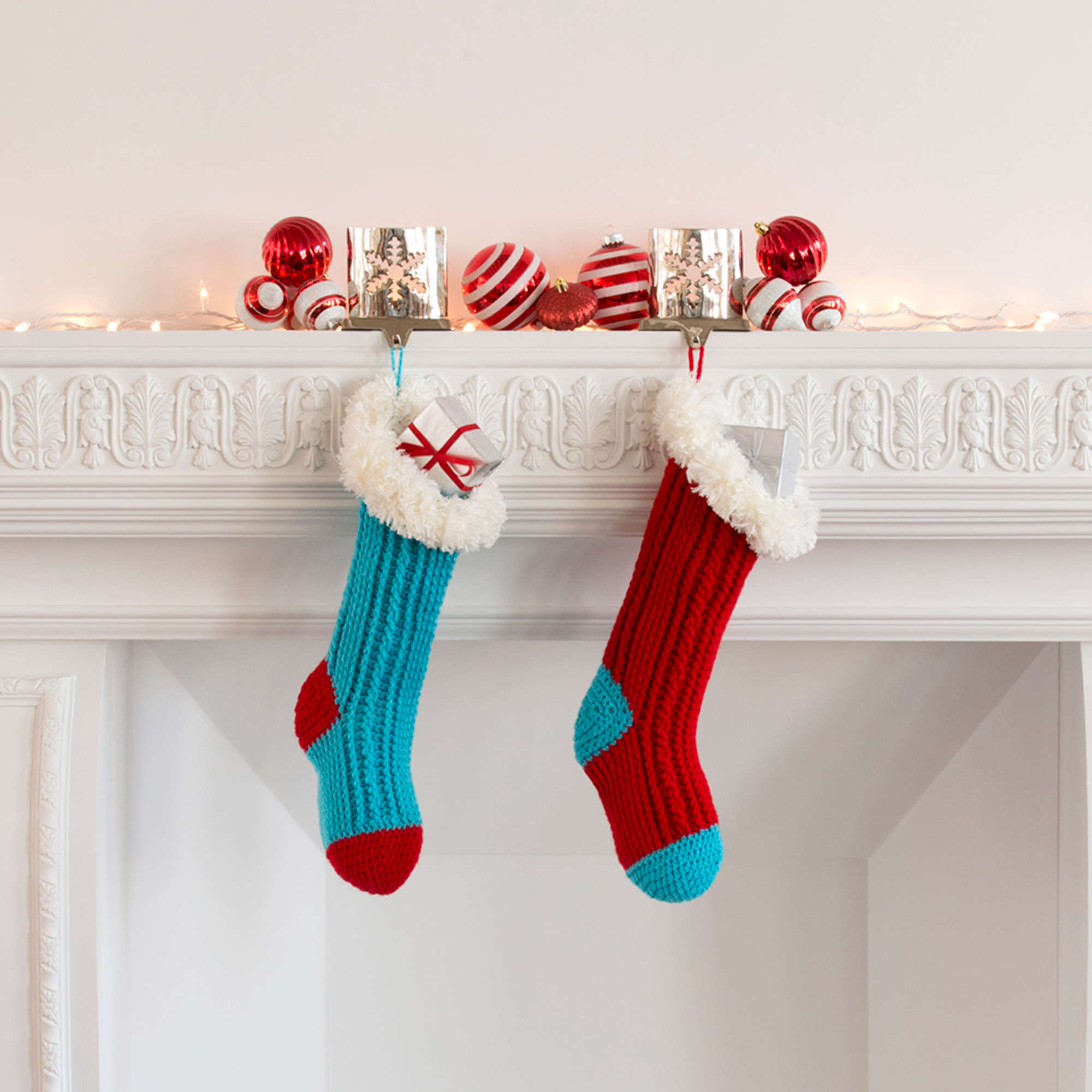 Fur Top Yarn Crochet Christmas Stockings - Marly Bird