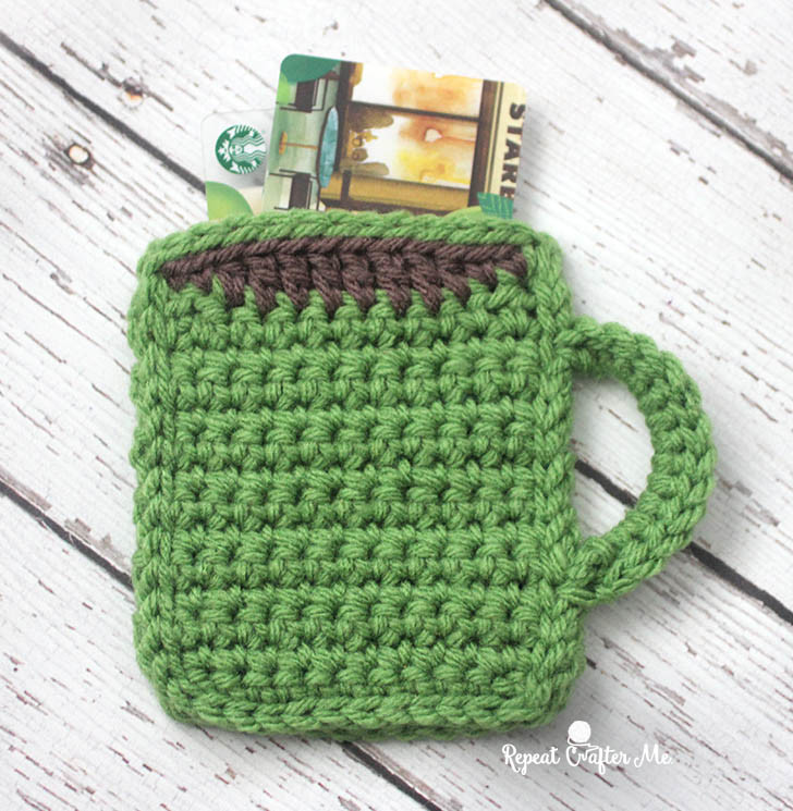 Crochet Gift Card Holder-Coffee Mug Gift Card Holder Designed by Repeat Crafter Me
