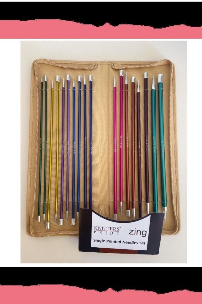 Knitters Pride Single Point Straights - set of 9 pairs in various colors.