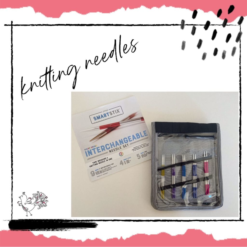 Smartstix Interchangeable Knitting Needles - set of 5 pairs of needle tips in mesh case. 
