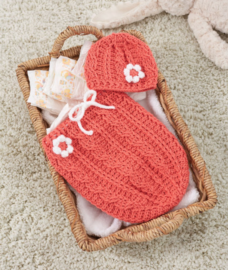 FREE Crochet Just Peachie Cocoon Set-Pantone color of the year Living Color