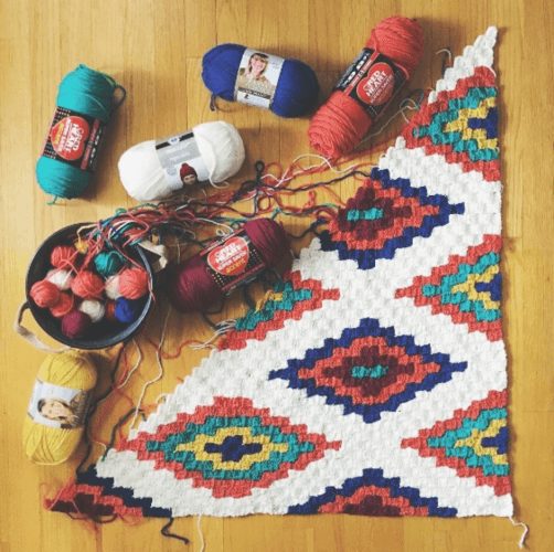 FREE Crochet Southwest Throw-Made with Pantone color of the year Living Coral
