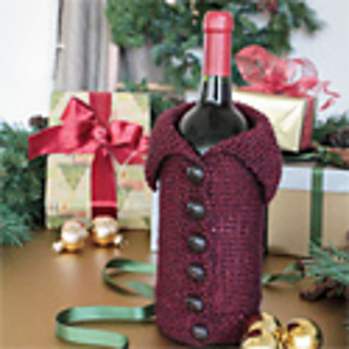 All Buttoned Up Wine Cozy -- knitted wine bottle cover pattern