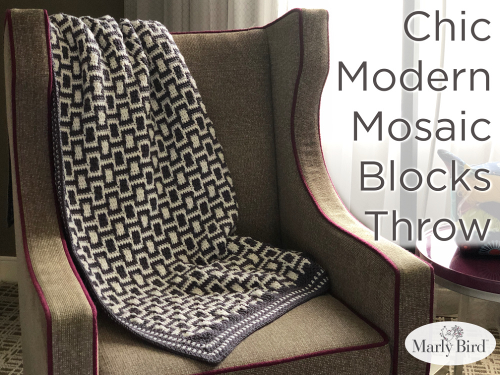 Chic Modern Mosaic Blocks Throw-Free Crochet Pattern-Marly Bird