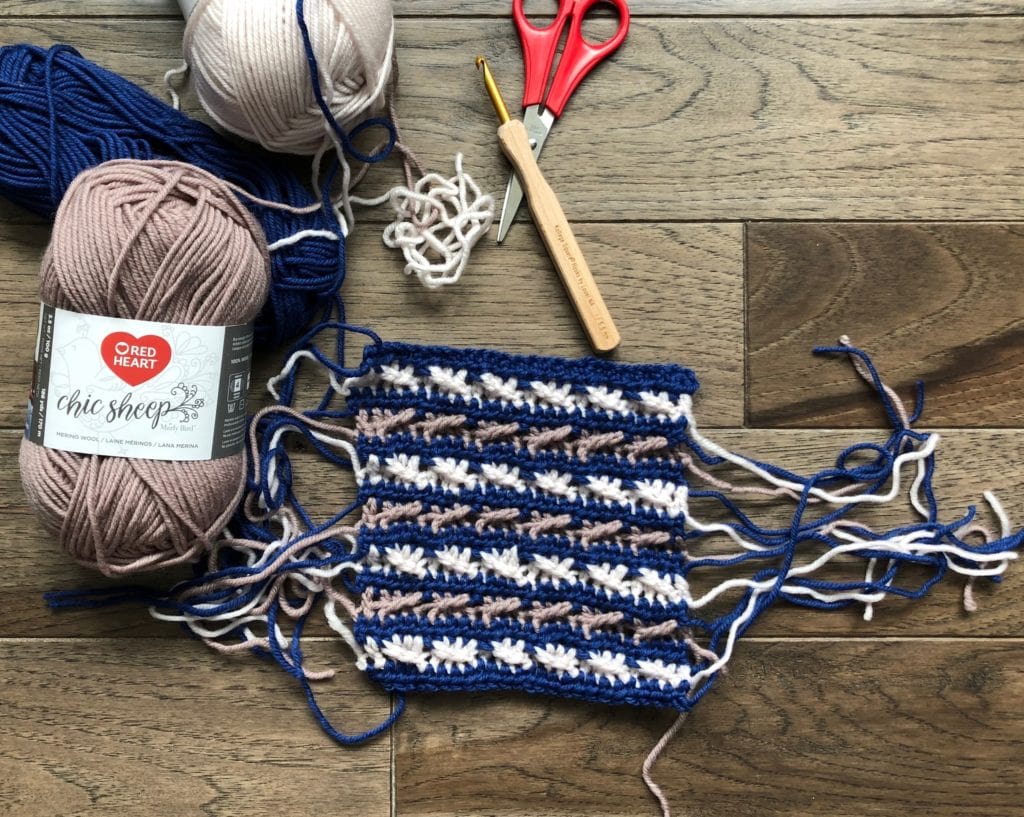 Cross Stitch Herringbone Crochet Afghan Square Marly Bird