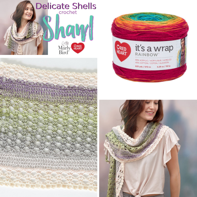 Cloister Shell Stitch Shawl/ Hand Crocheted Lacey cloister shawl/ It’s a Wrap Rainbow Fiesta Yarn Shawl