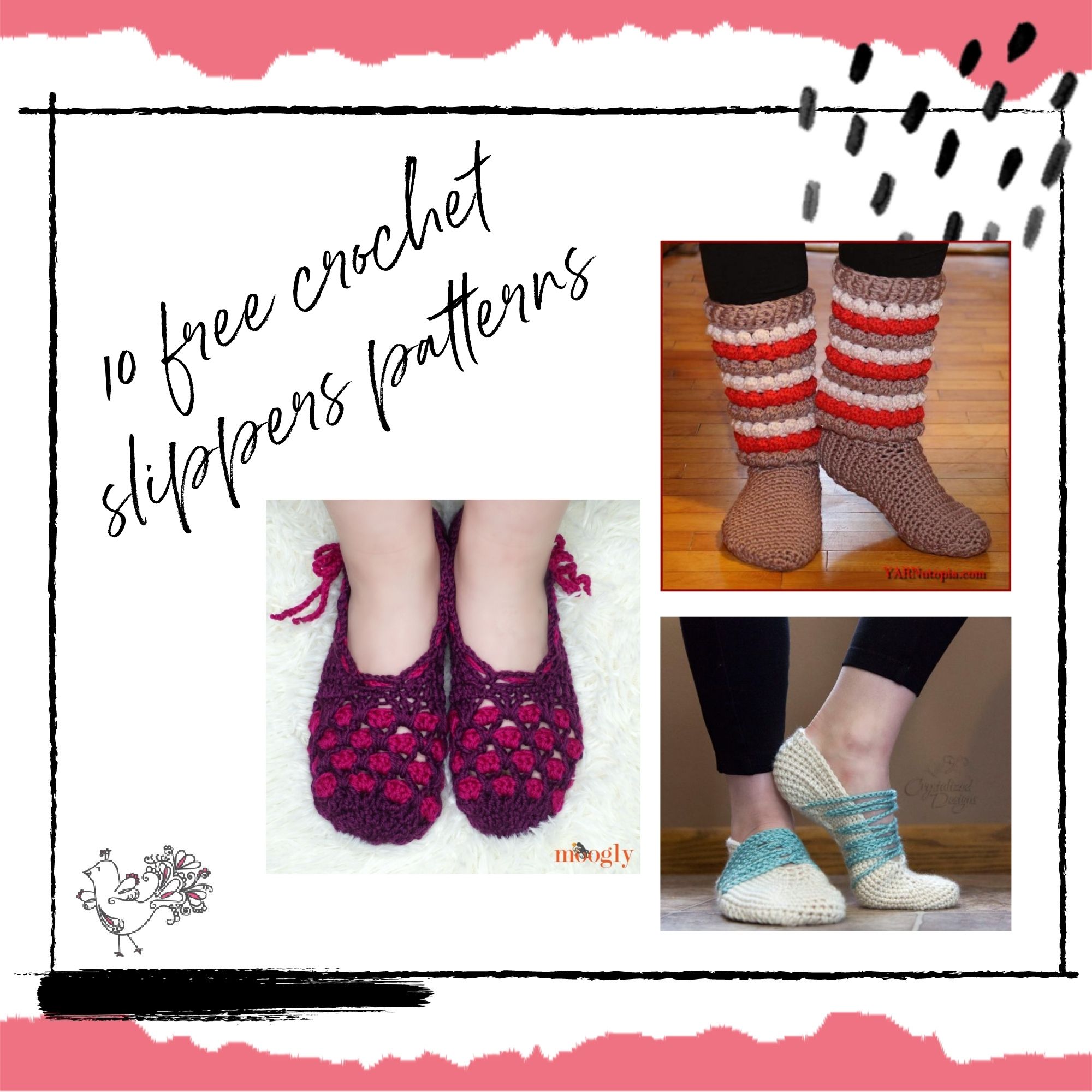 10 FREE Crochet Slipper Patterns - Marly Bird