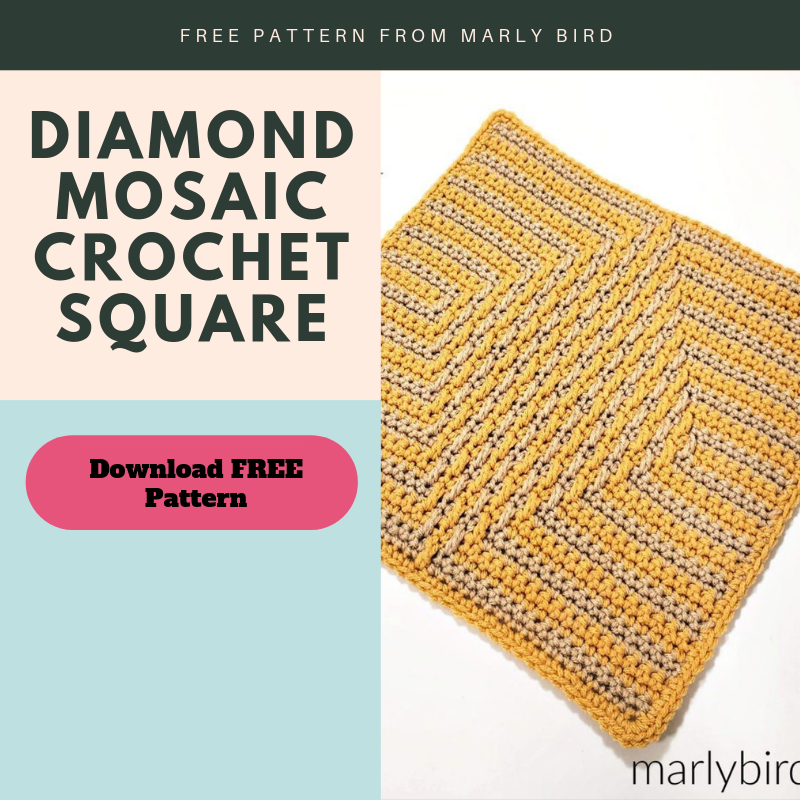 Download the FREE Diamond Mosaic Crochet Square Pattern