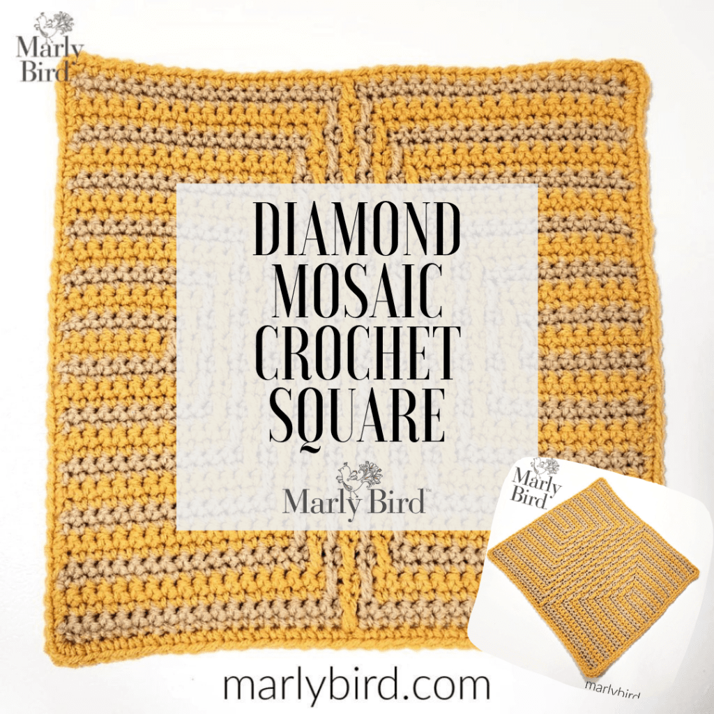 diamond mosaic crochet square pattern - Marly Bird