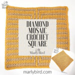 Diamond mosaic crochet square pattern - Marly Bird