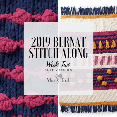 JOANN Stitchalong Bernat Knit Blanket Clue 2