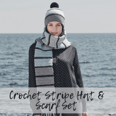 Crochet Striped Hat & Scarf Set