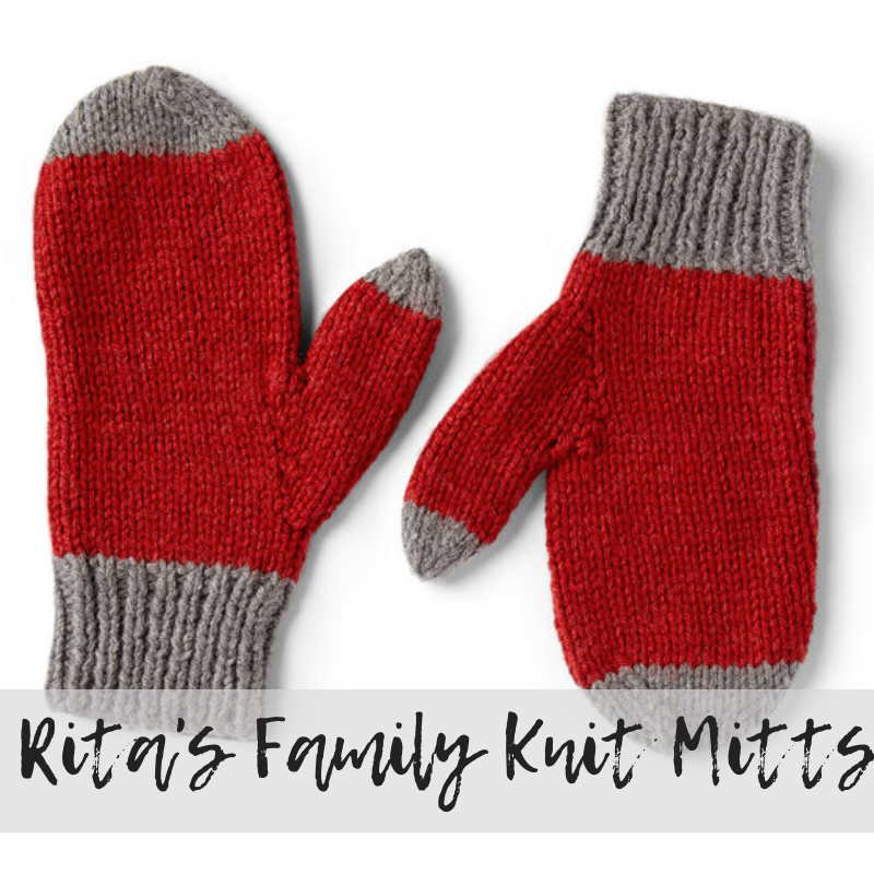 Download the FREE Rita's Knit Family Mitts Pattern