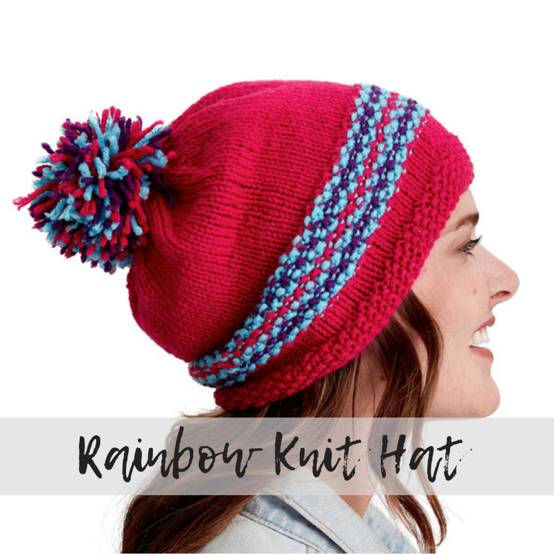 Download the FREE Rainbow Knit Hat pattern from Yarnspirations