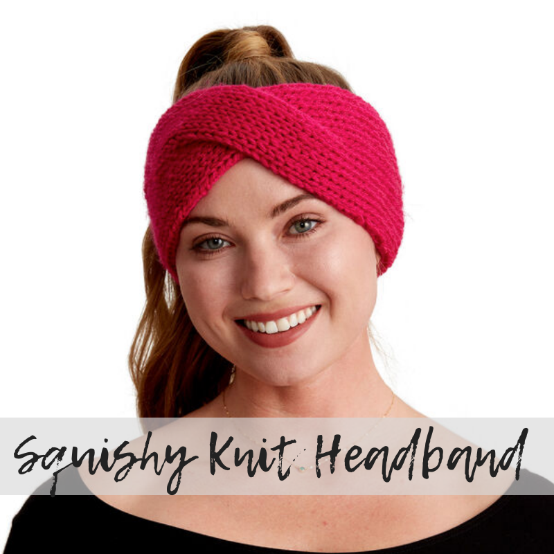Download the FREE Squishy Knit Twist Headband Pattern from Yarnspirations.