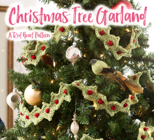 FREE Christmas Tree Garland pattern from Yarnspirations