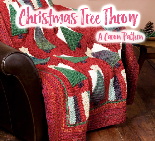 FREE Crochet Christmas Tree Throw pattern