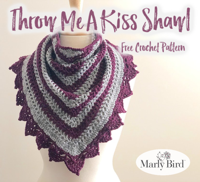 Crochet shawl with lace border