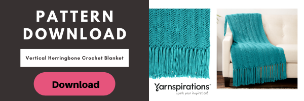 Download the FREE Vertical Herringbone Crochet Blanket Pattern from Yarnspirations