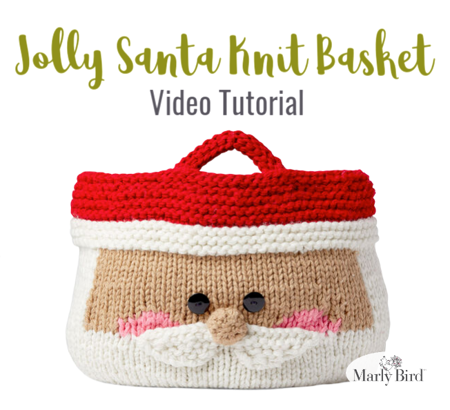 Download the FREE Jolly Santa Knit Basket Pattern from Yarnspirations