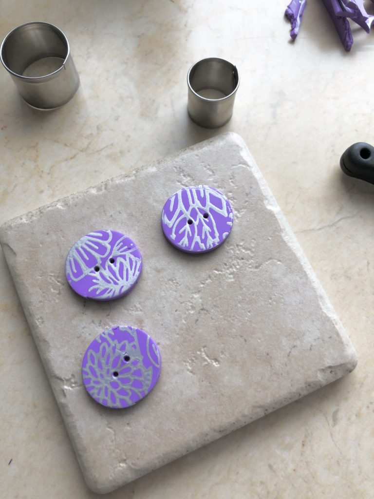 Polymer Clay Buttons-Preparing buttons to bake