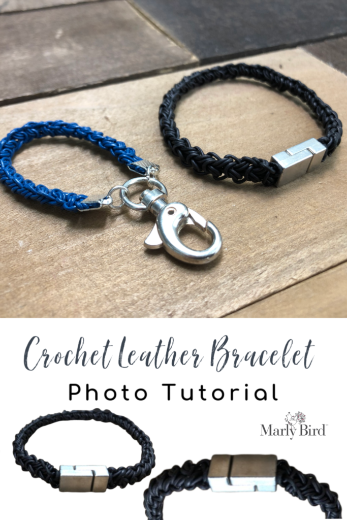 Crochet with Leather | Leather Crochet Bracelet - Marly Bird