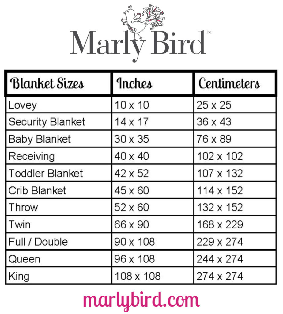 crochet blanket size chart