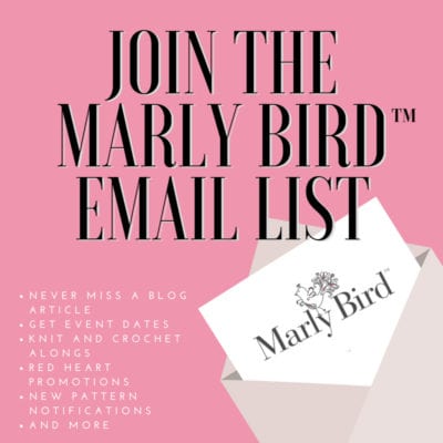 Promotional graphic for the "Marly Bird email list" on a pink background, featuring text highlighting benefits like blog updates, event invitations, and red heart promotions, along with the Marly Bird logo on scattered cards displayed on the ink home page. -Marly Bird