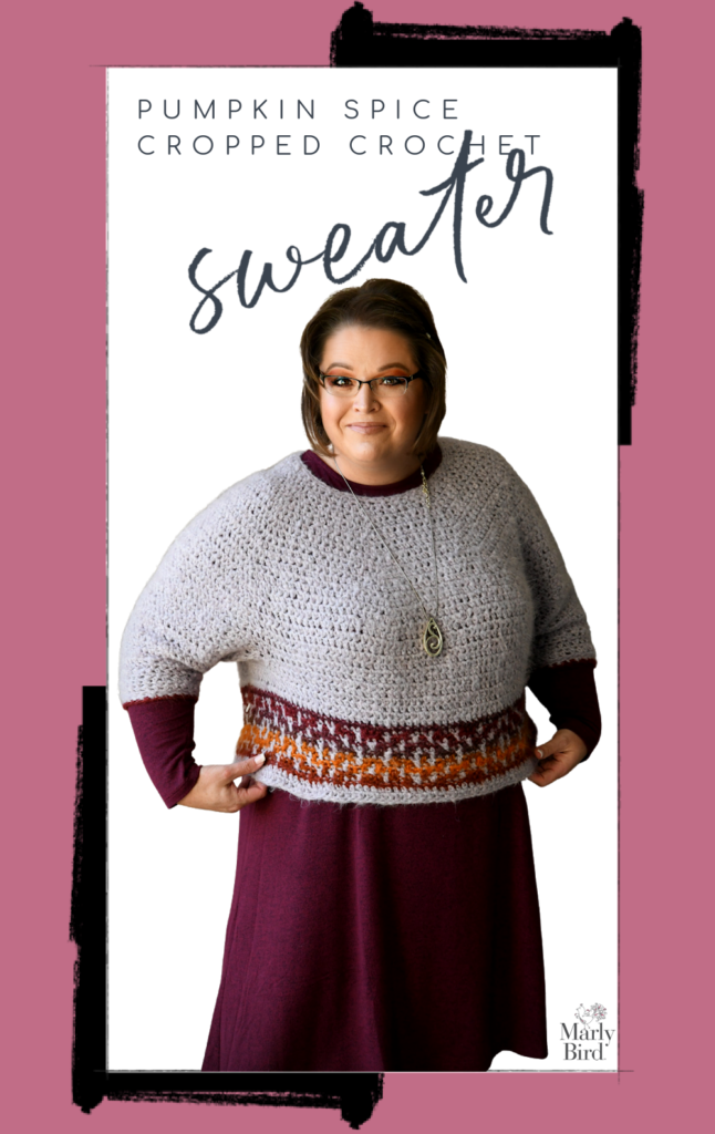 Cropped oversized crochet sweater free pattern by Marly Bird