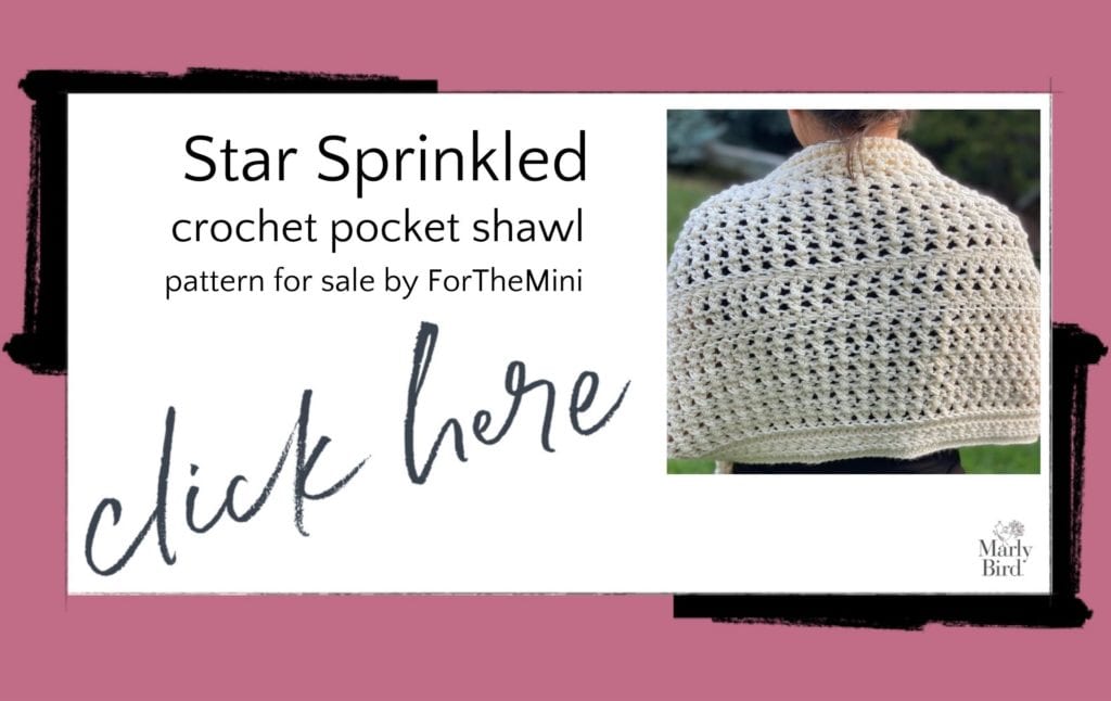 Crochet pocket shawl by the ForTheMini with star stitch and crossed double crochet