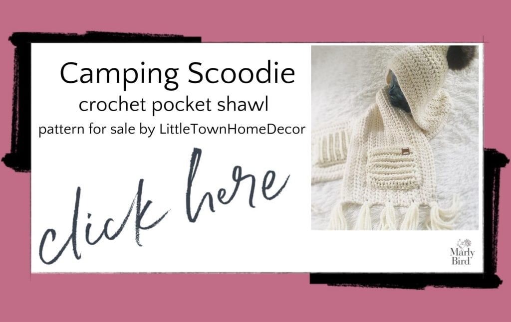 Crochet scoodie shawl with pockets and hood by LittleTownHomeDecor