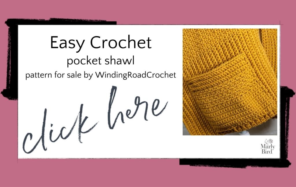 Easy crochet pocket shawl pattern by WindingRoadCrochet