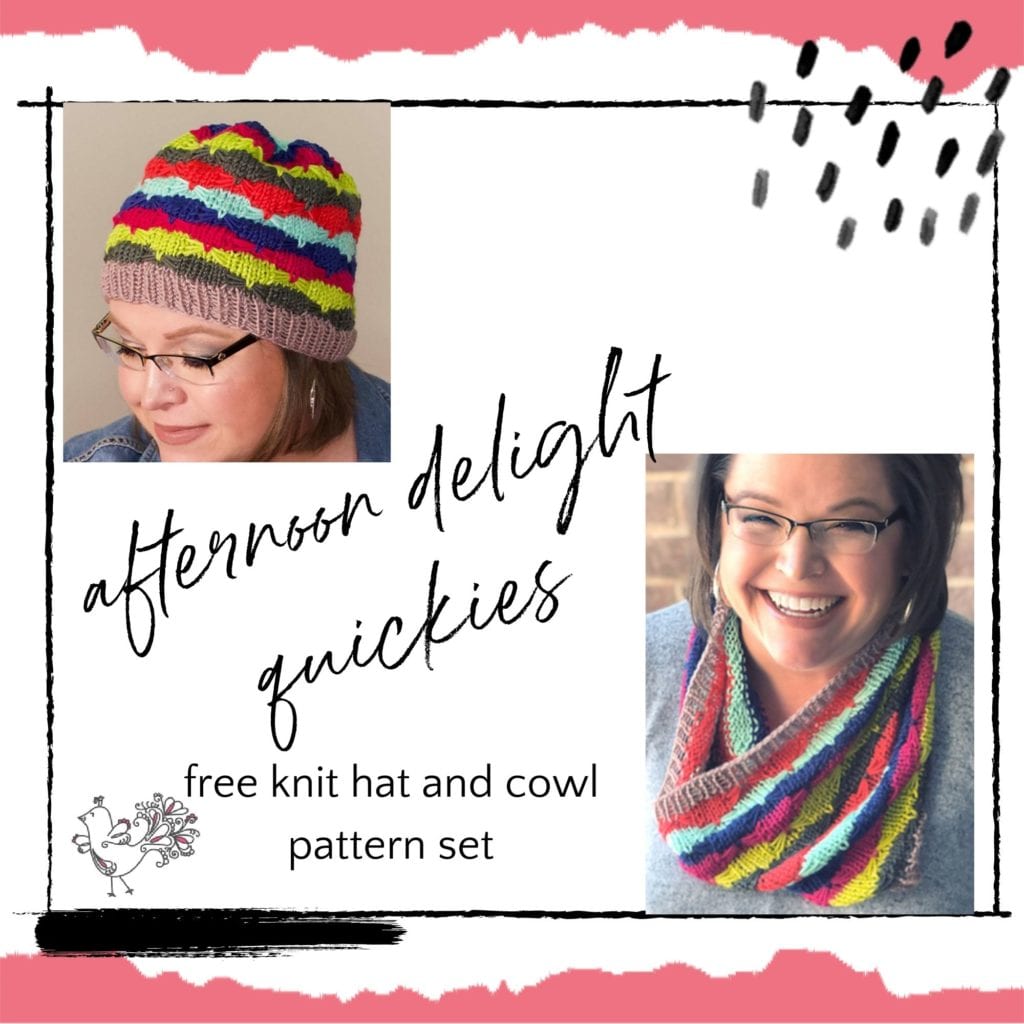 afternoon delight quickies knitting patterns for colorful hat and cowl