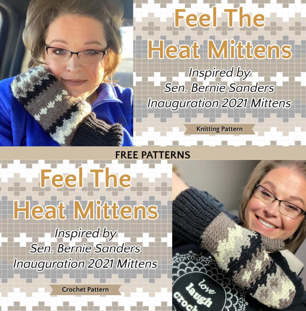 Feel The Heat Mittens Bernie Sanders Mittens Halloween - patterns by Marly Bird