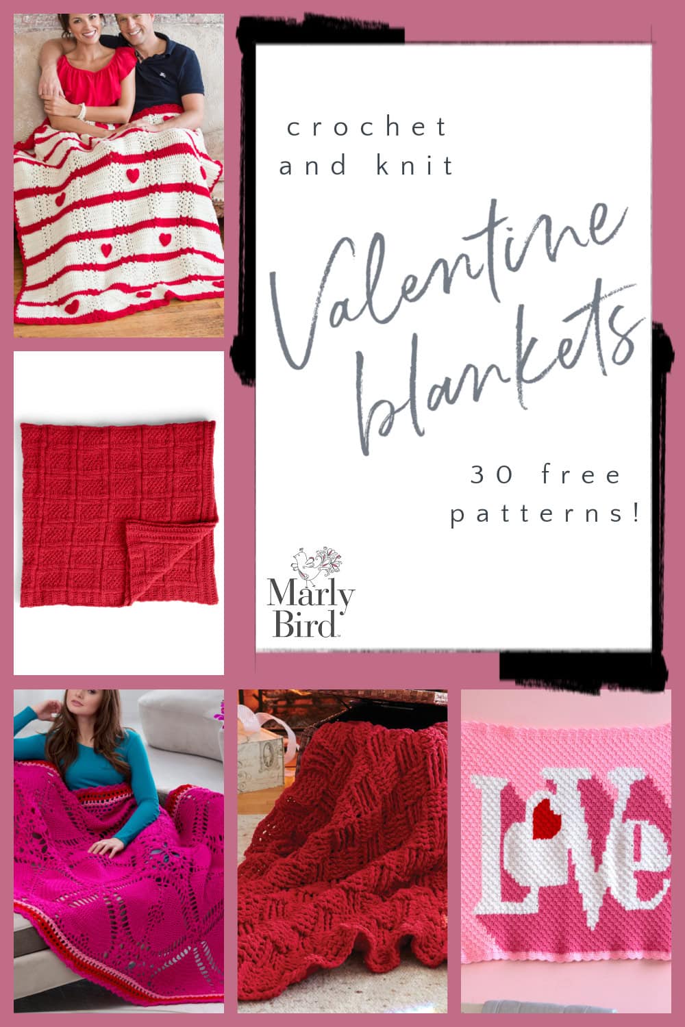 Free Valentine Blankets to Crochet and Knit Marly Bird