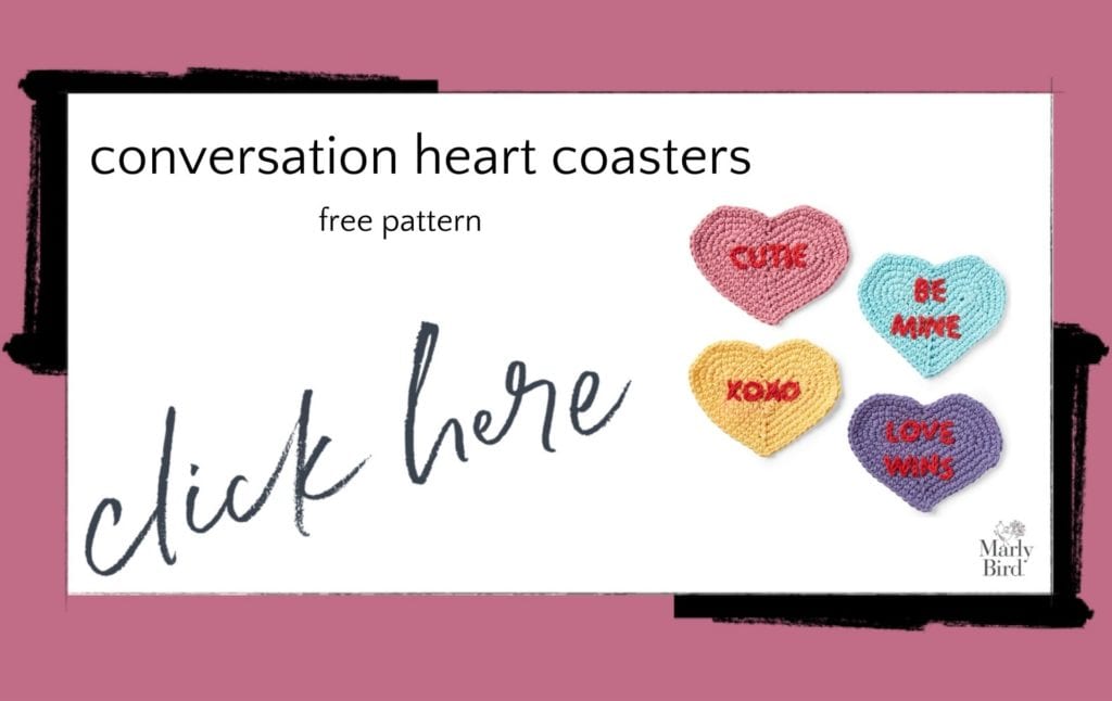 Conversation Heart Coasters Free Crochet Pattern