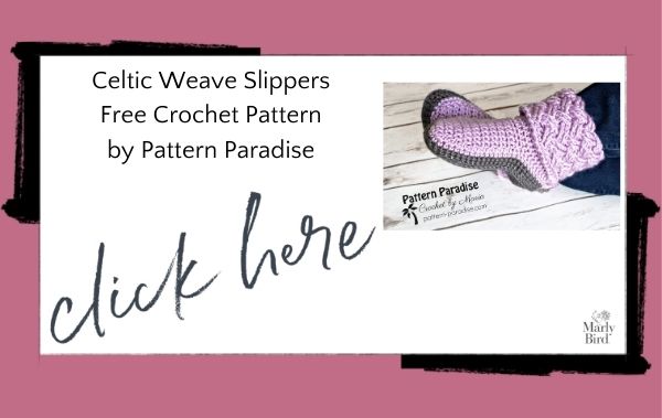 Celtic Weave Slippers Free Crochet Pattern by Pattern Paradise - Free Digital Crochet Pattern - Marly Bird 