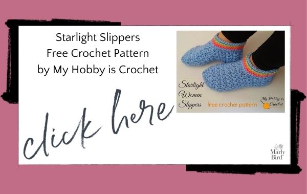 Starlight Slippers Free Pattern by My Hobby is Crochet - Free Digital Crochet Pattern - Marly Bird 