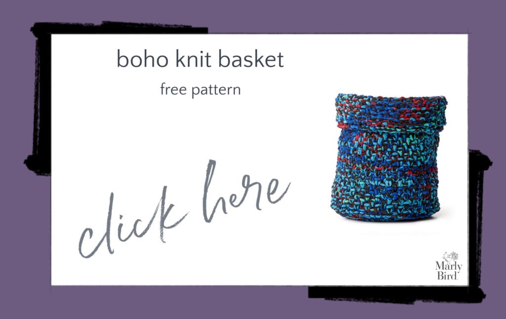 Boho Knit Basket Free Knitting Pattern