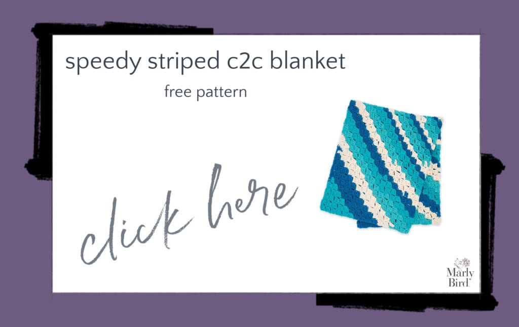 Speedy Striped C2C Crochet Blanket Free Crochet Pattern