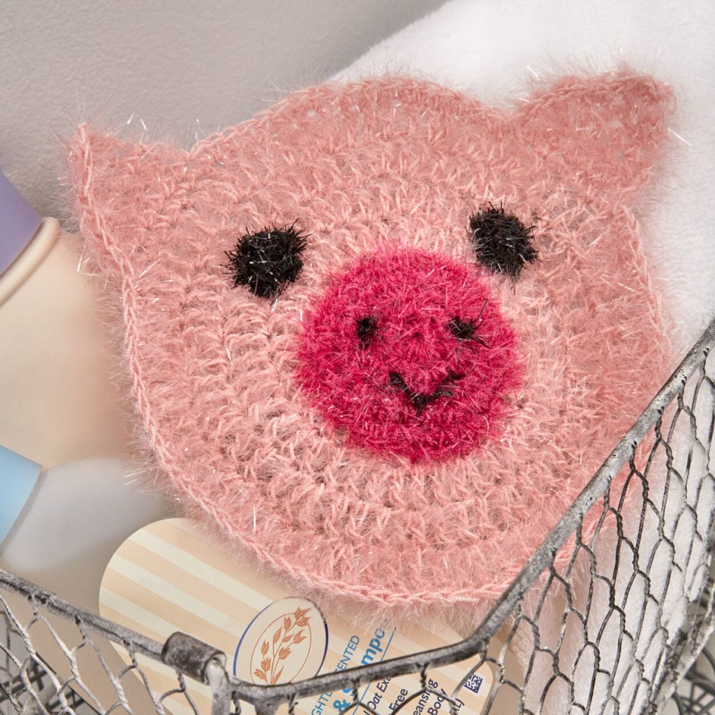 Red Heart Sparkle Pig Scrubby Free Crochet Pattern