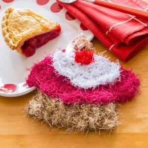 Red Heart Cherry Pie Scrubby Free Crochet Pattern
