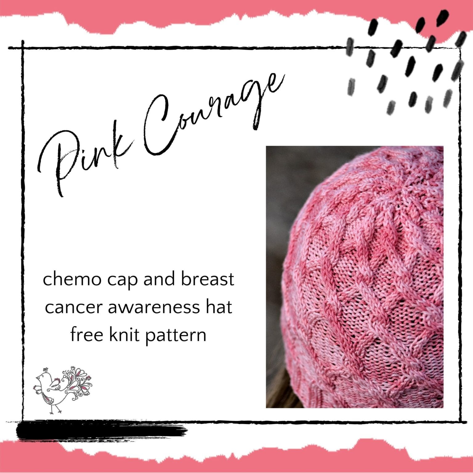 Free Knit Chemo Cap Pattern for Breast Cancer Awareness Marly Bird