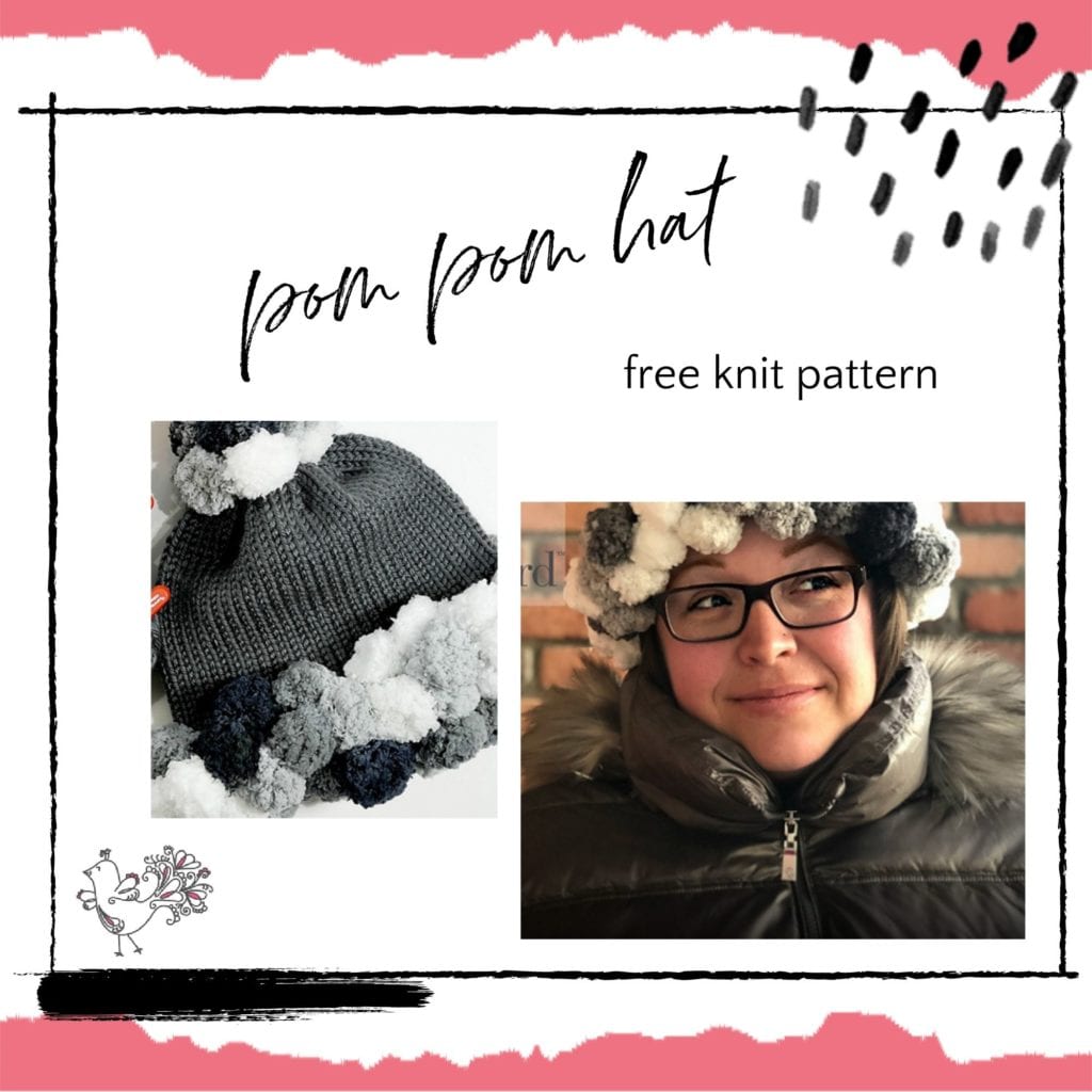 free knit hat pattern with pom poms