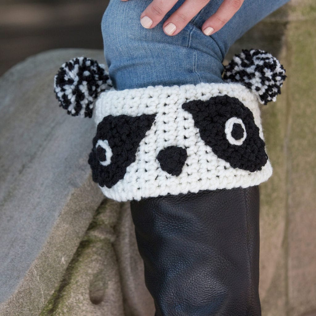 Panda Boot Cuffs Free Crochet Pattern