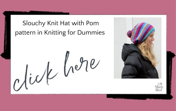 slouchy knit hat with pom