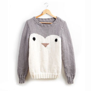 Penguin Knit Holiday Sweater Free Knitting Pattern