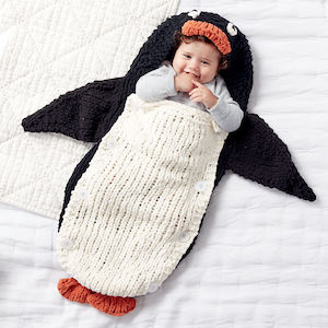 Knit Penguin Baby Sack Free Knitting Pattern