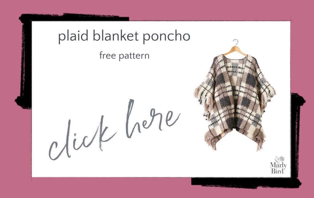 Plaid Blanket Crochet Poncho Free Crochet Pattern