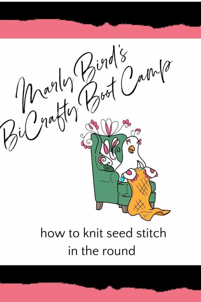 BiCrafty Boot Camp knit seed stitch in the round